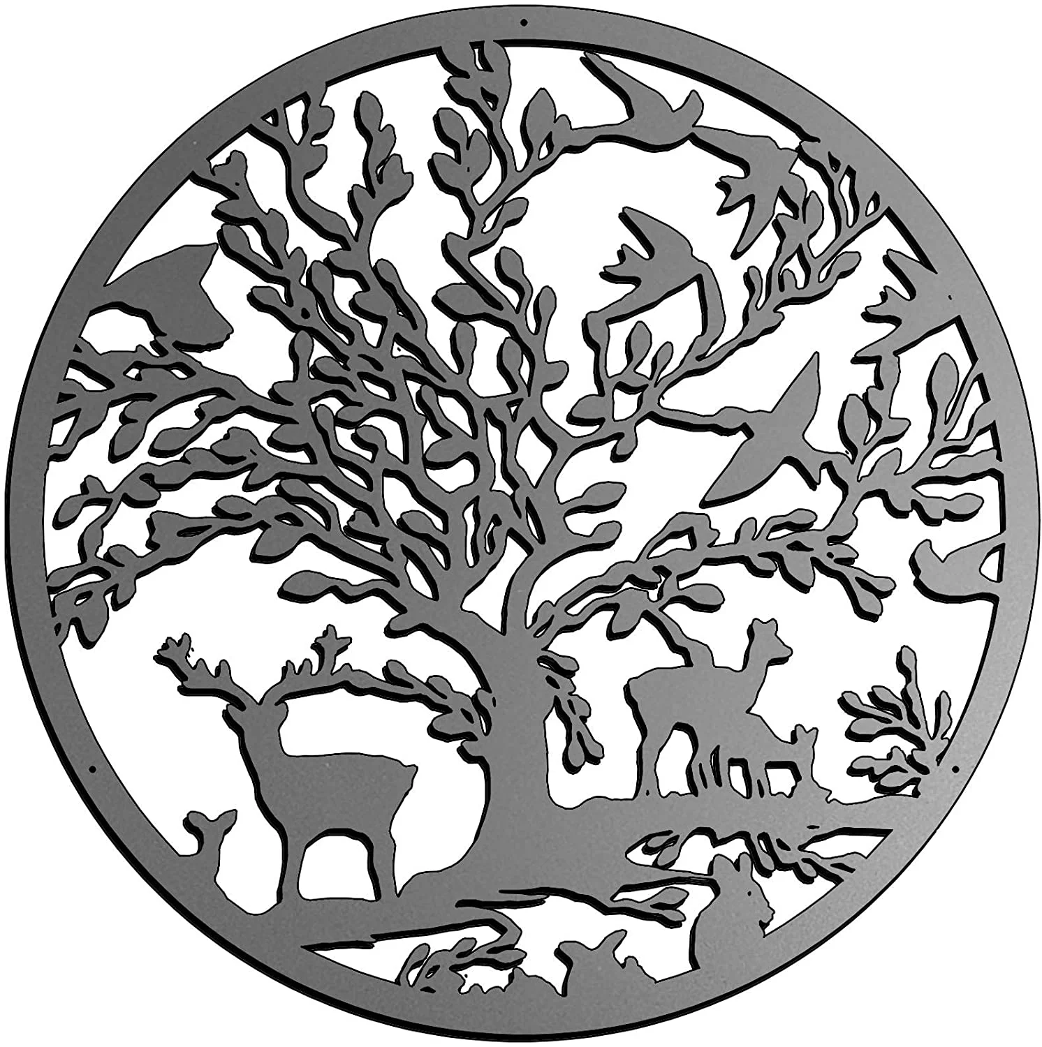 Woodland Deer Steel Garden Wall Screen - 90cm diameter - Image 2