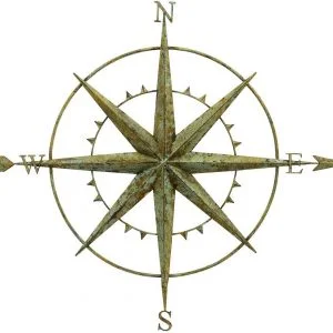 Verdigris Coloured Metal Compass Screen