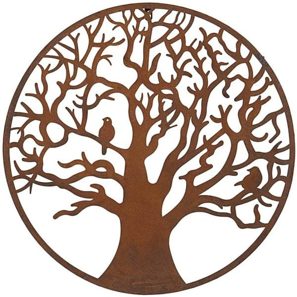 Rustic Round steel metal Autumn Tree of life wall art plaque Screen ...