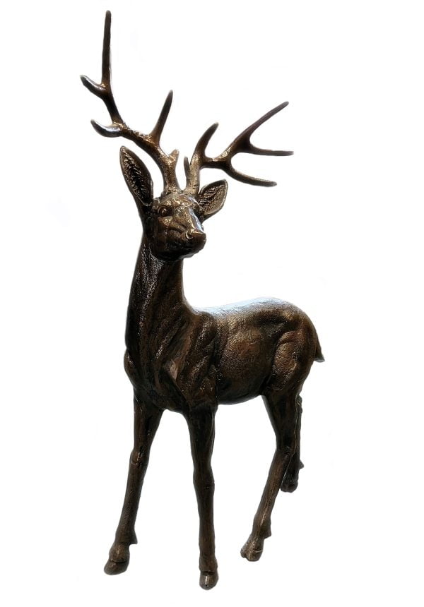 Extra Large Standing Stag Buck Ornament Sculpture, 1.2m tall cast from Aluminium