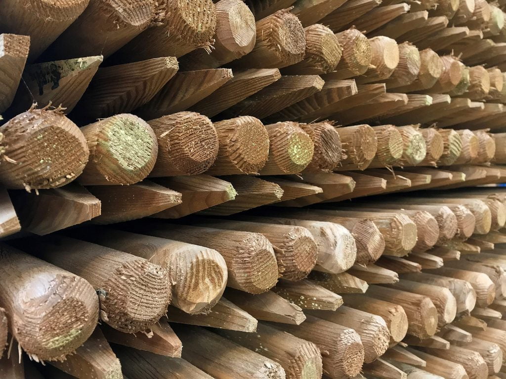 Round Faced Posts 1.8m (6ft) x 40mm Round Wooden Posts - Farm and Garden Supplies