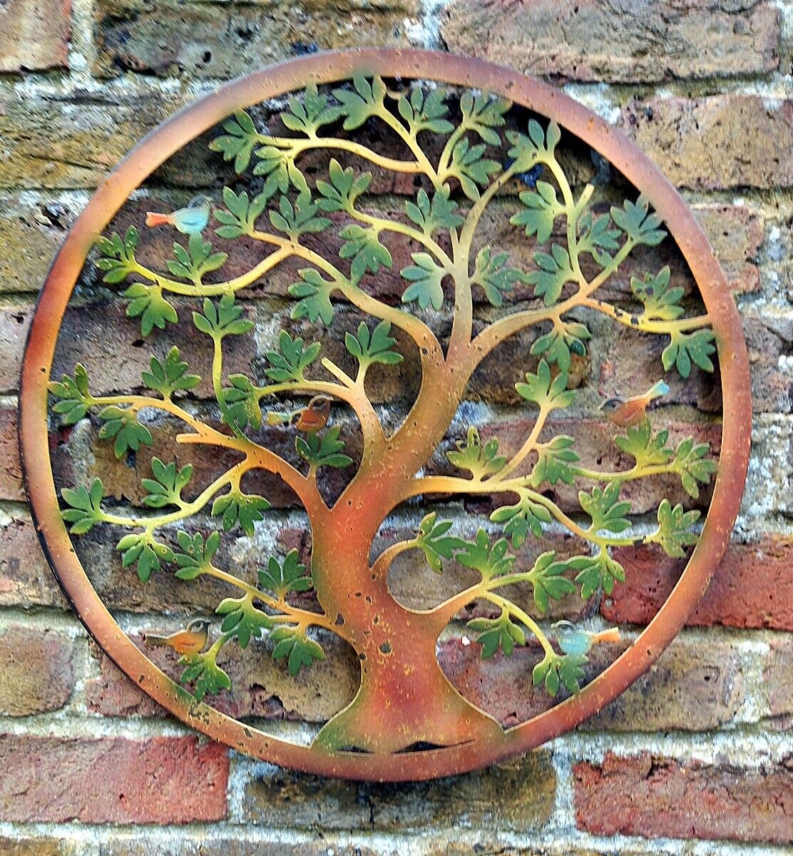 Lovely Rustic Green Leaf Tree of Life Metal Wall Art - Image 2