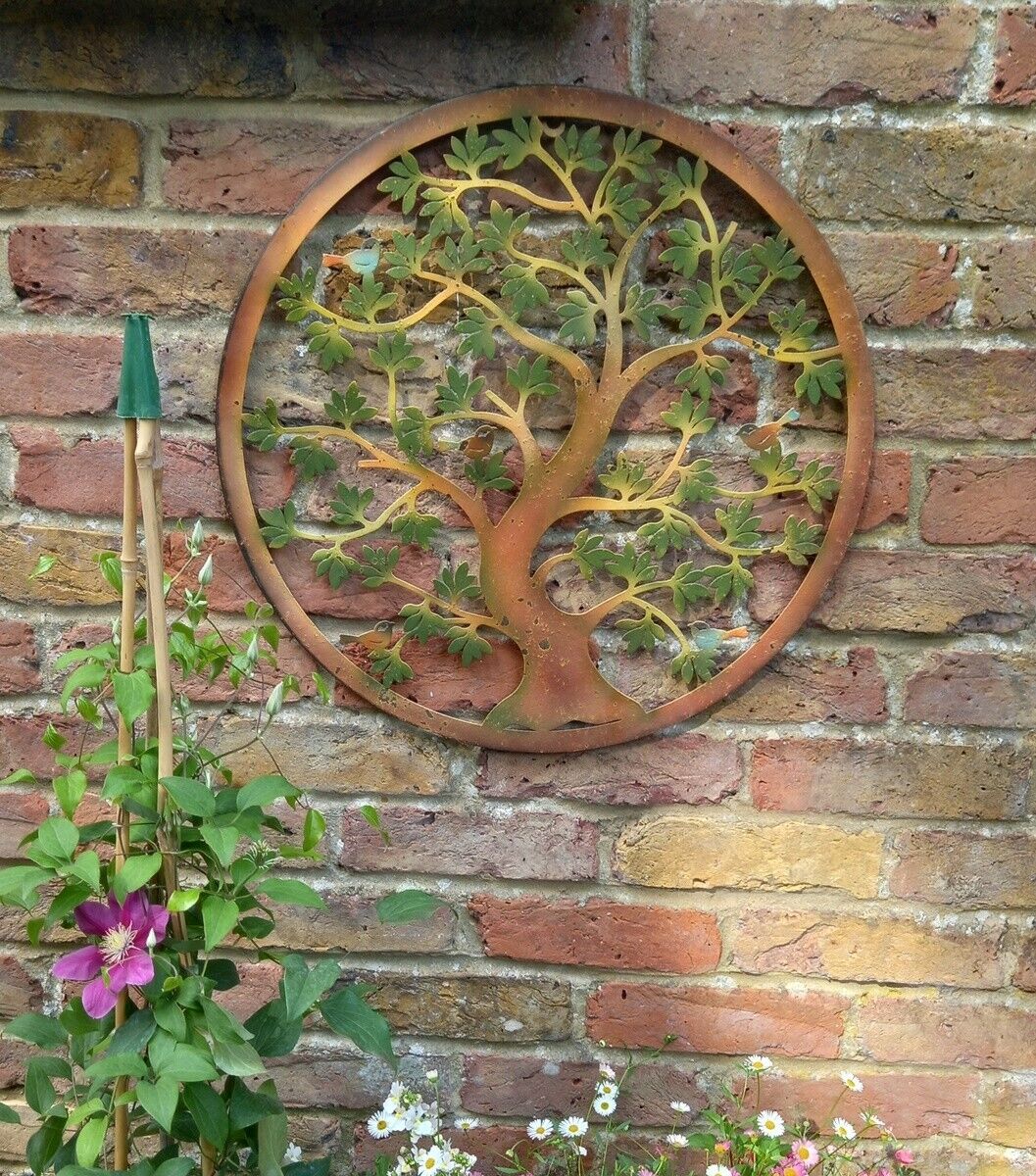 Lovely Rustic Green Leaf Tree of Life Metal Wall Art - Image 3