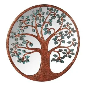 Bronze & Green Leaf Tree of Life Mirror Screen