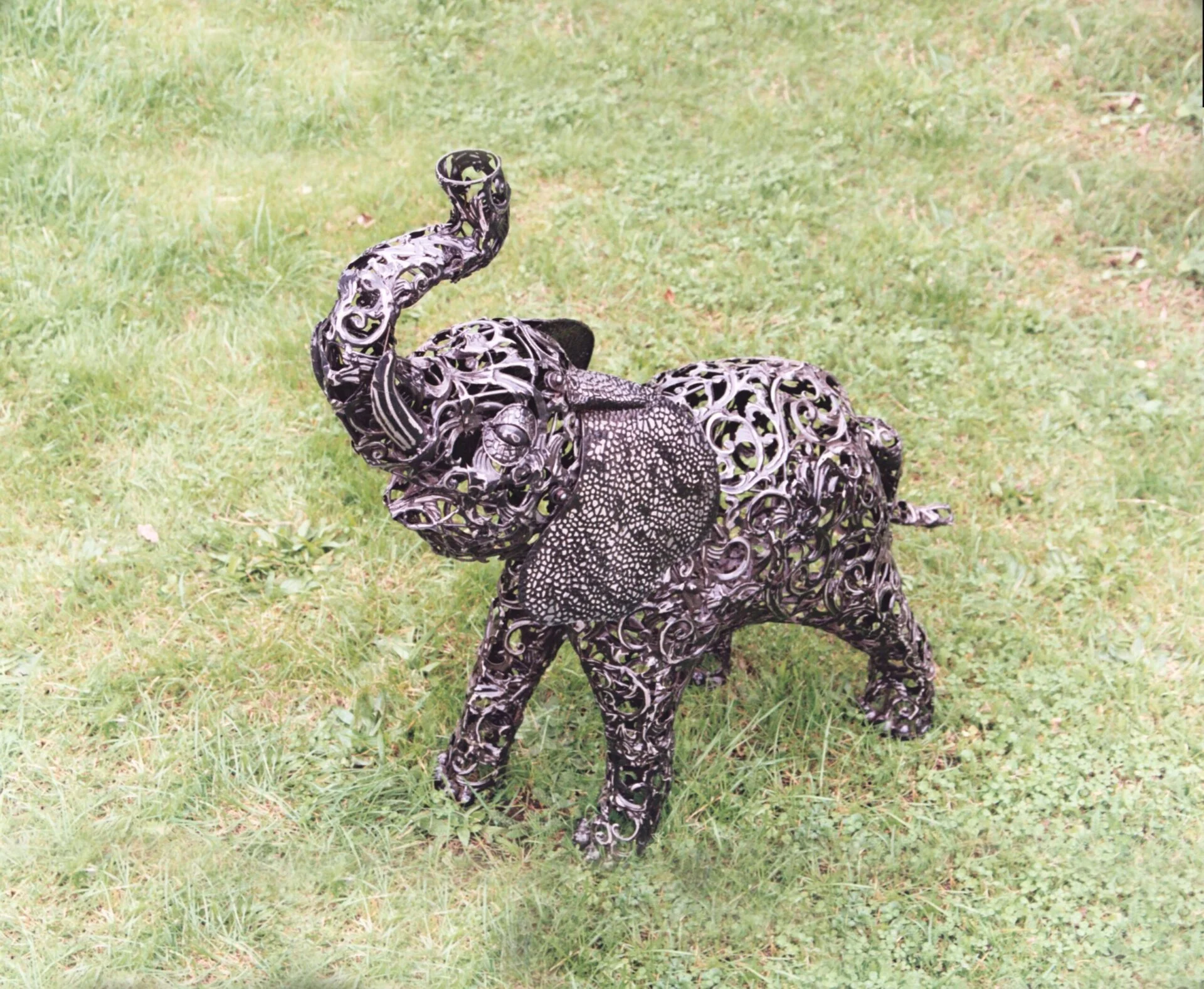 Elephant Filigree Metal Sculpture Garden Ornament - Image 3