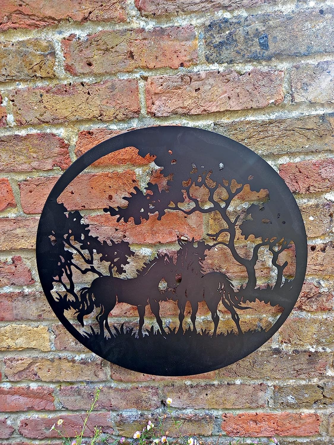 Two Foals In A Forest Wall Art Black Steel - Image 2