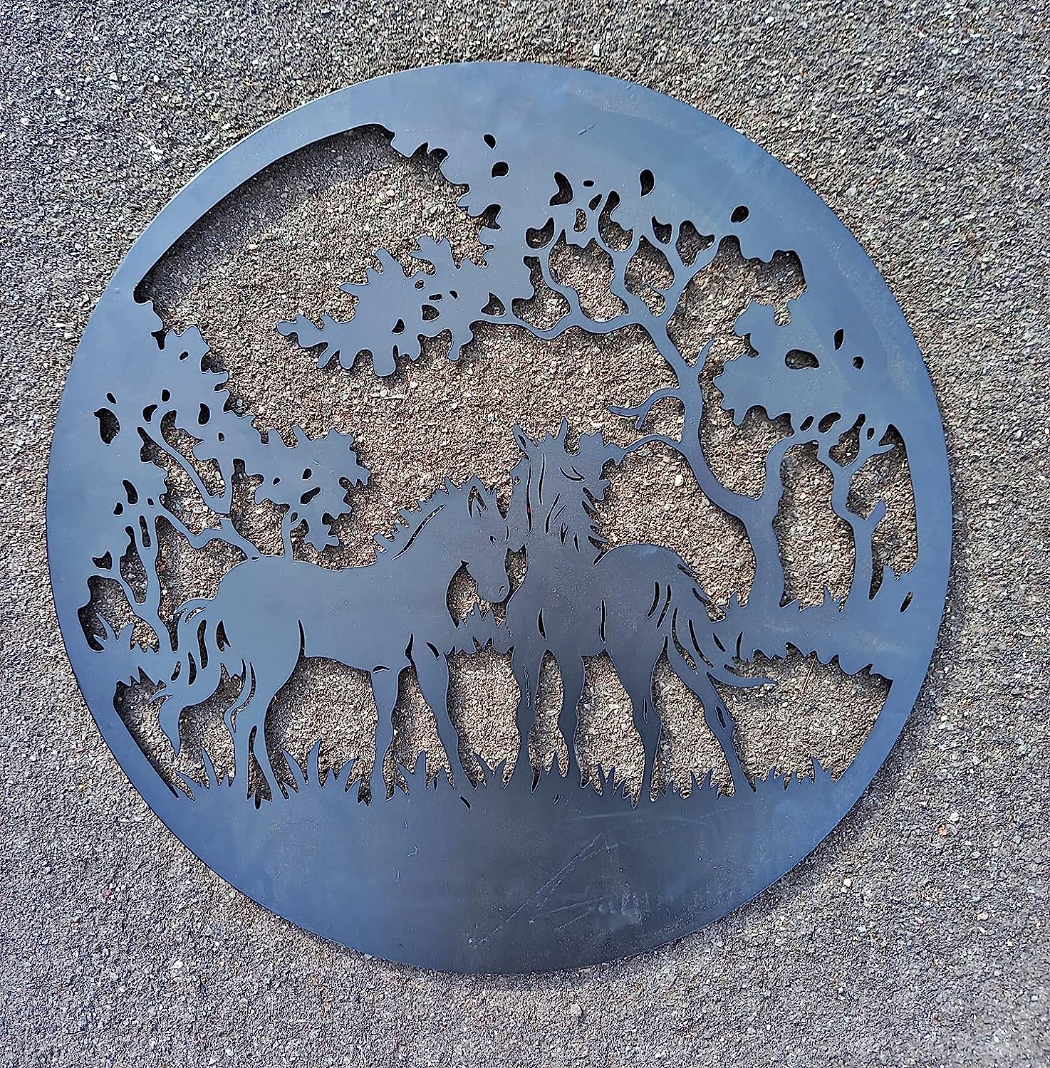 Two Foals In A Forest Wall Art Black Steel - Image 3