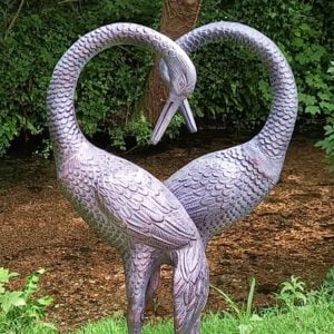 Pair of Love Cranes Garden Sculpture Aluminium with Bronze Finish - 1m tall!
