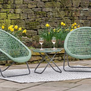Green Faux Rattan Lounge Furniture Set. Ideal for the home or garden!