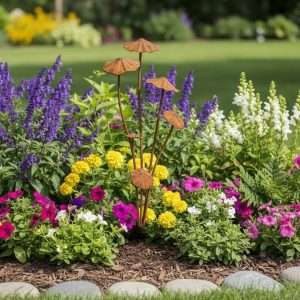 Decorative Mushroom Cluster Garden Stake