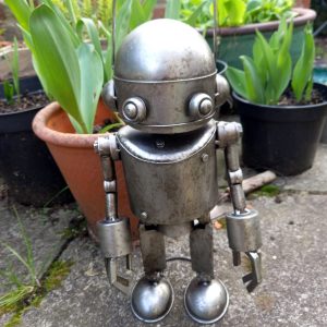 Robot Garden Ornament Sculpture made from Metal Platework