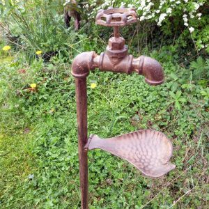 Decorative Tap Bird Feeder on Stake with Rustic Finish