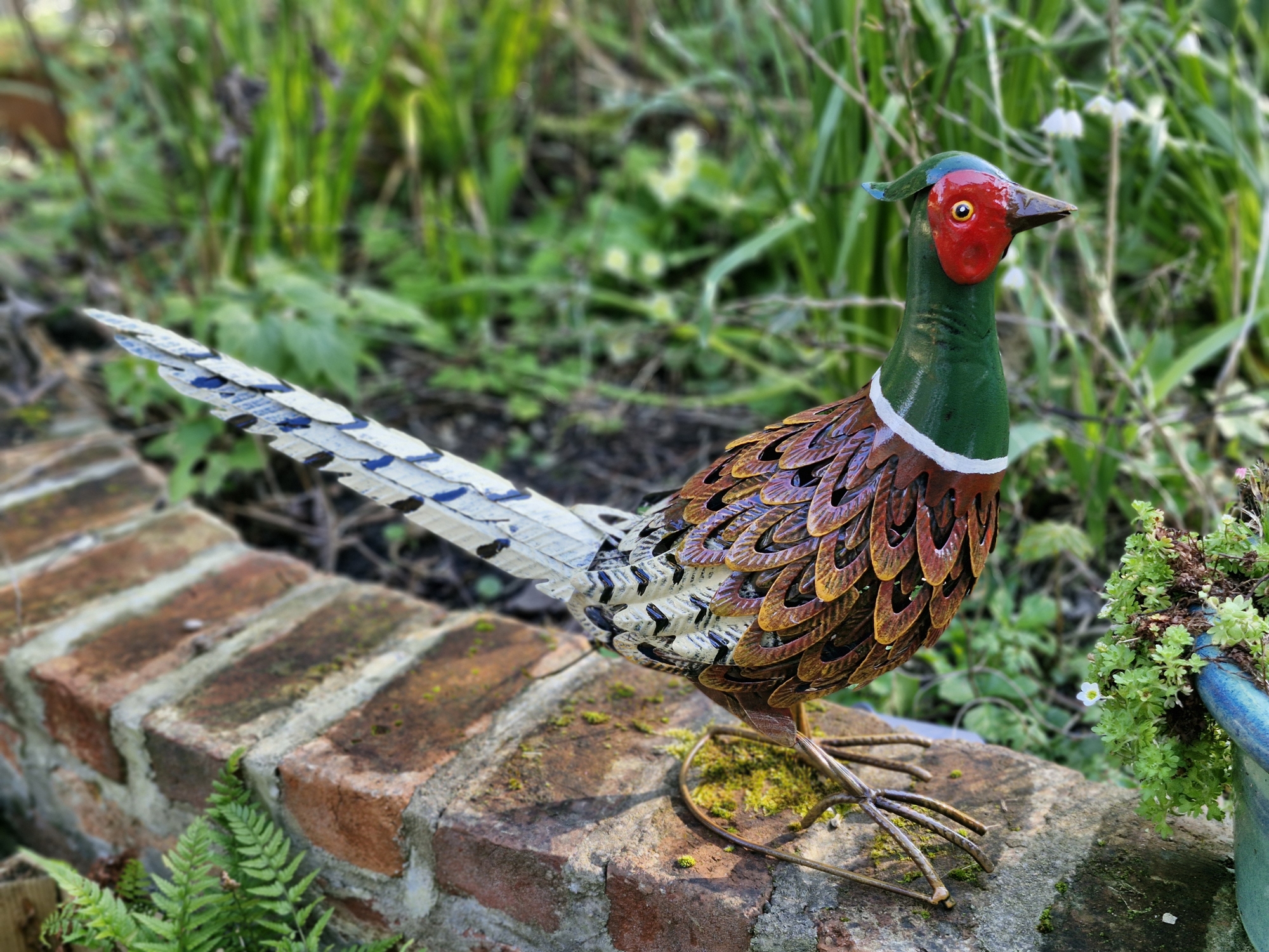 Upright Pheasant Garden Sculpture Metal Bird Ornament