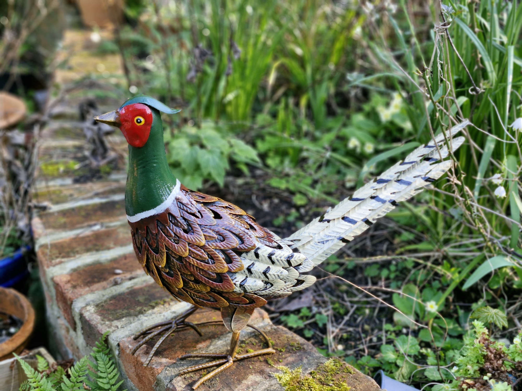 Upright Pheasant Garden Sculpture Metal Bird Ornament - Image 2
