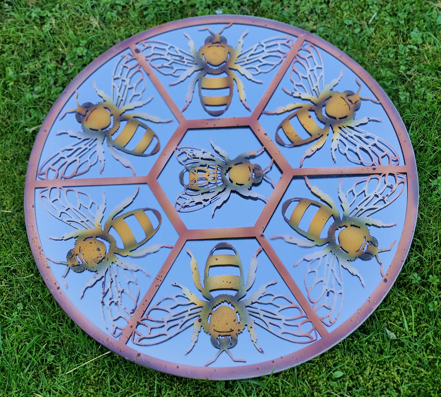 Bees In Honeycomb Framed Mirror - Home or Garden - 60cm - Image 3